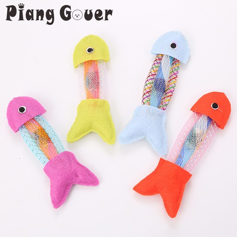 5 pièces tuyau ressort toile poisson chat jouet chat rebondissant jouet chaton jouets jouets pour animaux de compagnie produits