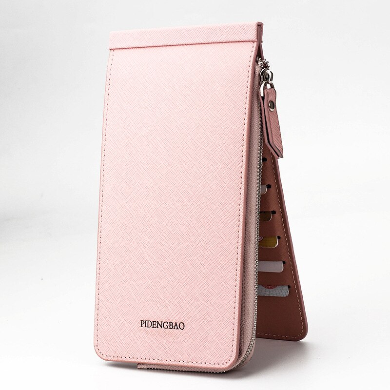 Veelkleurige dames clutch portemonnee effen kleur portemonnees dames portemonnee dames multifunctionele kaarthouder handtas leer voor dames portemonnee: Roze