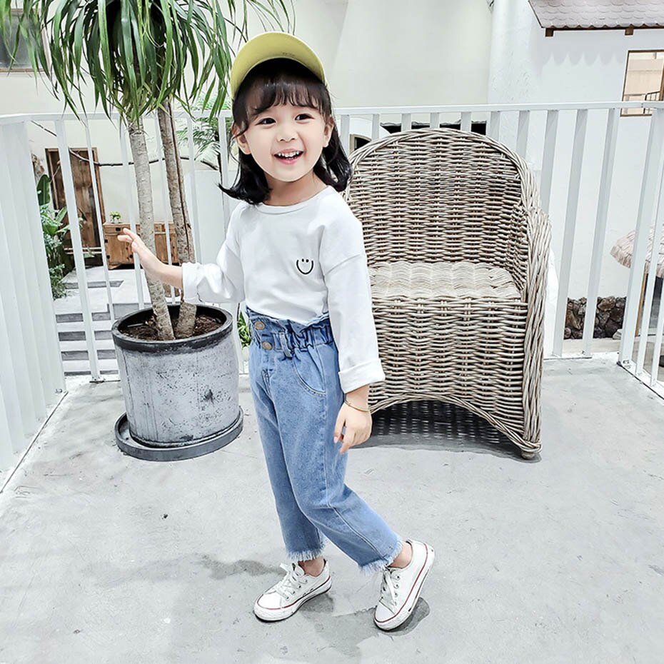 Baby Girl Jeans Tassel Girl High Waist Jeans Kids Casual Style Jeans Kids TollderClothes For Girls