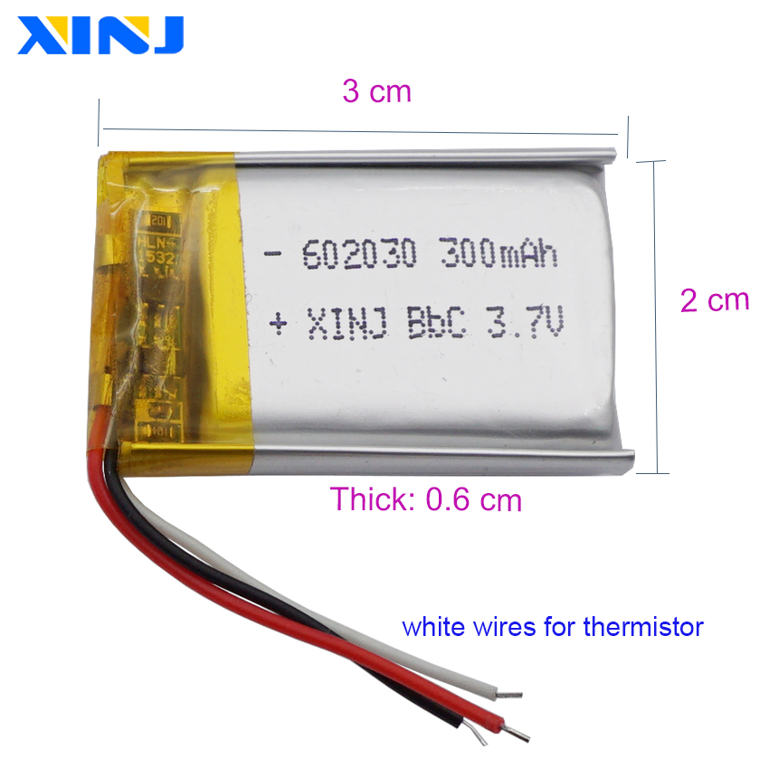 5 stücke 3,7 V 300mAh 1,85 Wh Polymer Lithium Lipo Akku 3-Draht-Therm istor für GPS-Auto kamera Fahr telefon