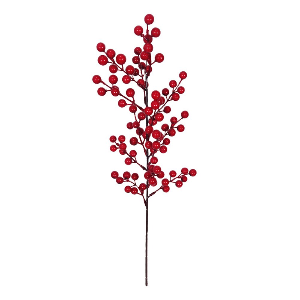 Simulerede røde bær stilke gren til blomsterarrangementer atmosfære layout juletræspynt bryllupsfest dekor festiv: A3