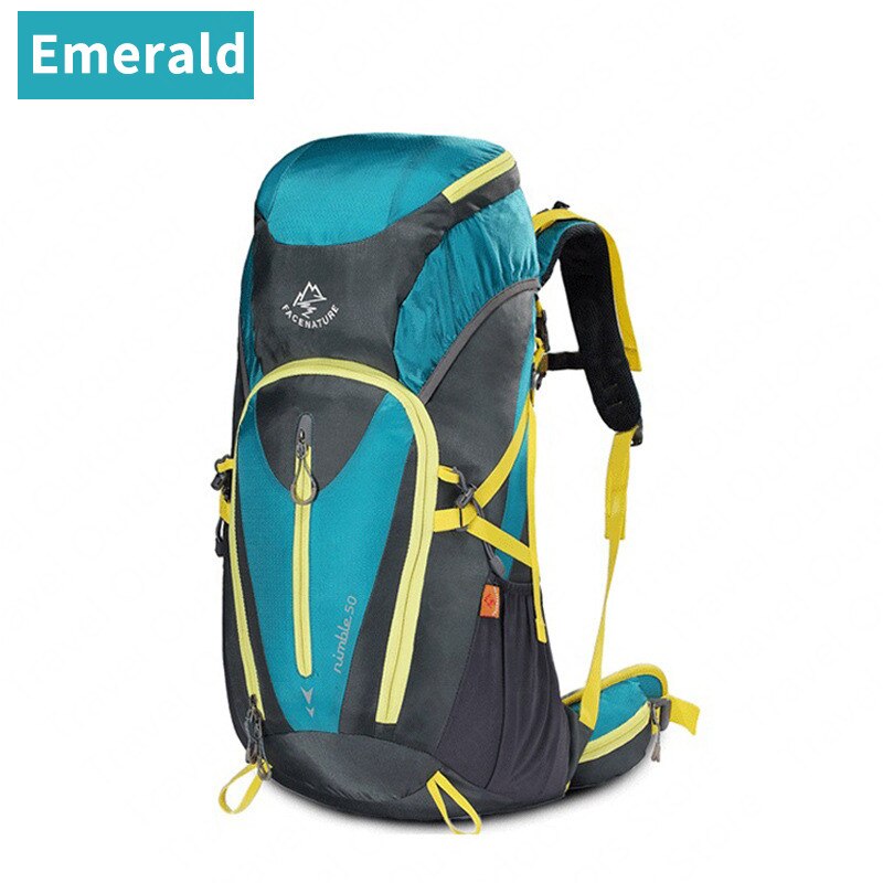 50L Outdoor Hiking Backpack Camping Rucksack External Frame 20D Nylon Wear Resisting Waterproof Multi function Climbing Bag: Emerald