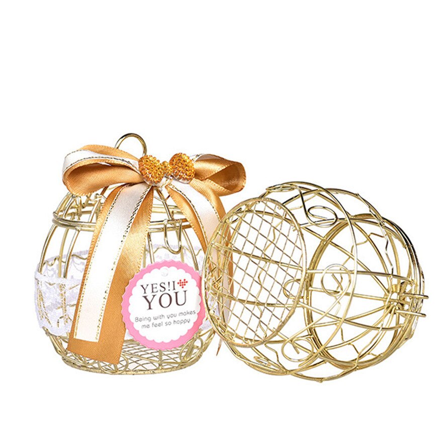 Wedding Decor Candy Box 1PC Gold Hollow Bird Cage Wedding Party Box Container Candy Chocolate Boxes Boxes 0516#30