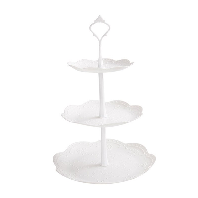 Three Layers Dessert Tray Plastic Serving Platter Cake Stand Tray Europe Round/Square Candy Pan Party Fruit Tray Kitchen Helper