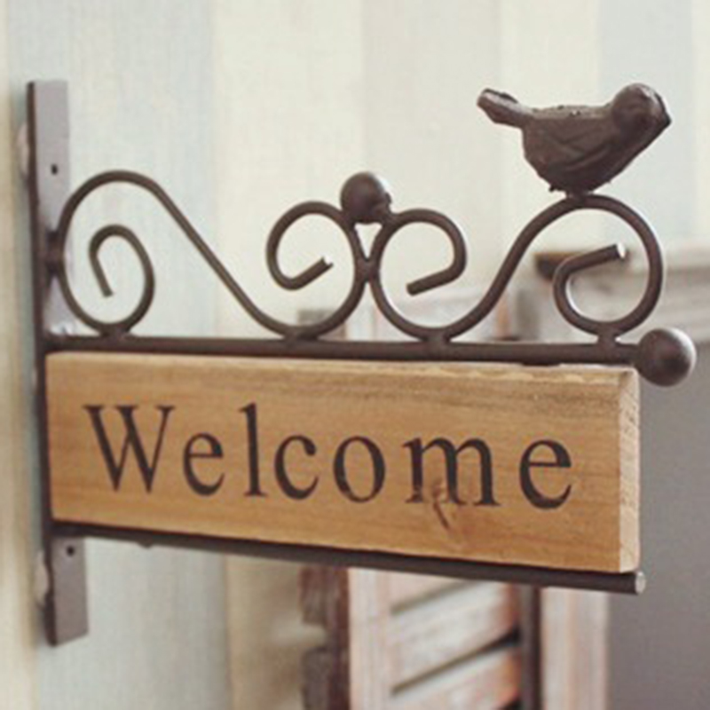 Retro Vintage Plaque Houten Vogel Welkom Deur Teken voor Bar Cafe Winkel Winkel Wandmontage Teken