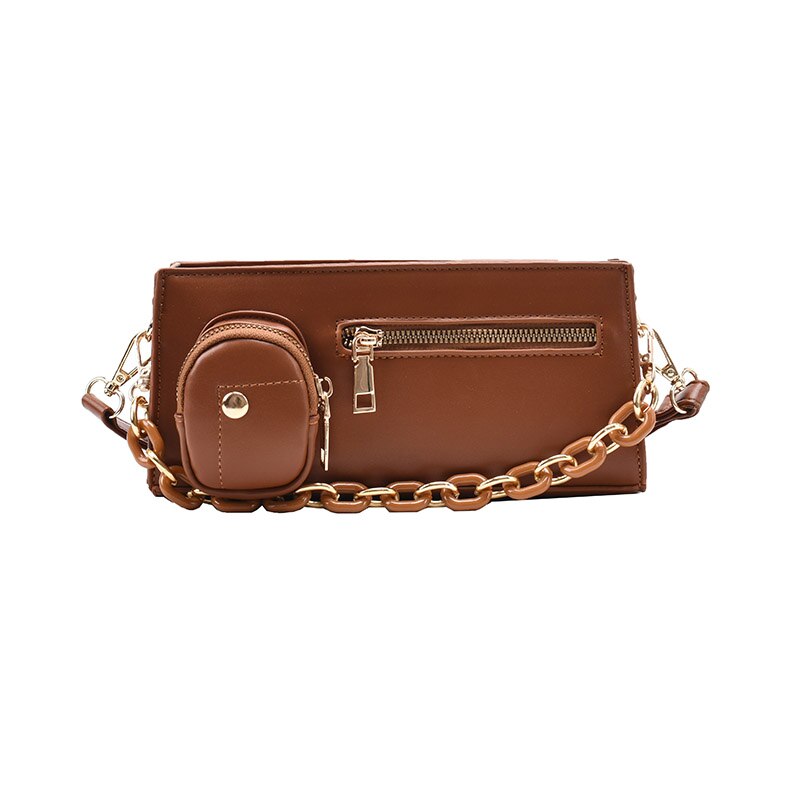 Effen Kleur Pu Lederen Cross-Body Bags Voor Vrouwen Zomer Mode Persoonlijkheid Schouder Pack Dames Handtassen En portemonnees: brown