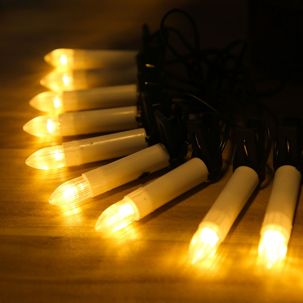 Guirlande de bougies LED à clipser, 20 pièces, cône sans flamme, décorations d'arbre de noël