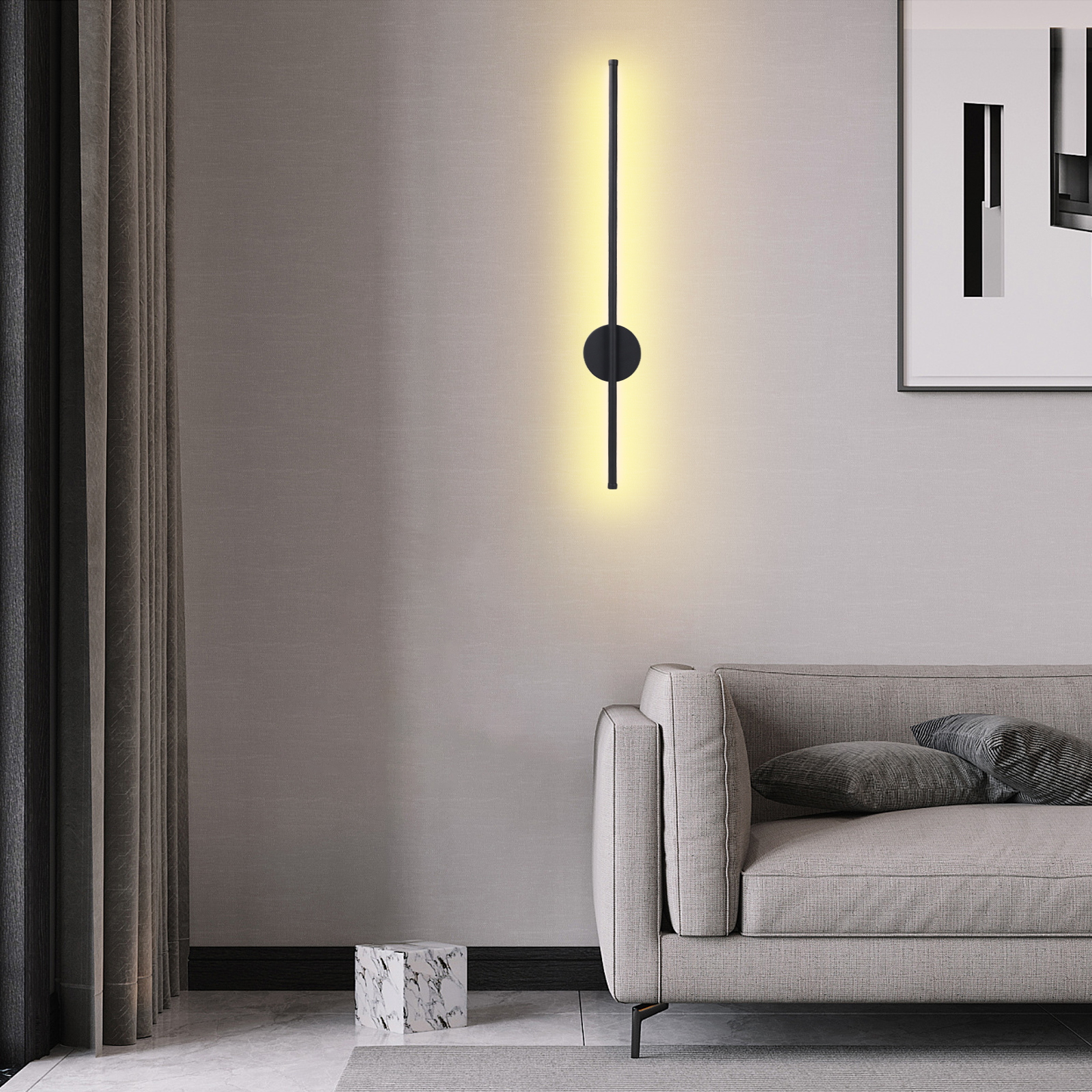 USB Oplaadbare LED Wandlamp Magnetische Aantrekkingskracht Afstandsbediening Licht Slaapkamer Nachtkastje Spiegel Hotel Verlichting 1PCS 50/80cm Strip: S / Black