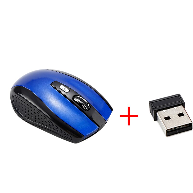 1600 DPI USB Optical Wireless Computer Mouse 2.4G Receiver Super Slim Mouse For Laptop PC Computer USB Receiver: blue