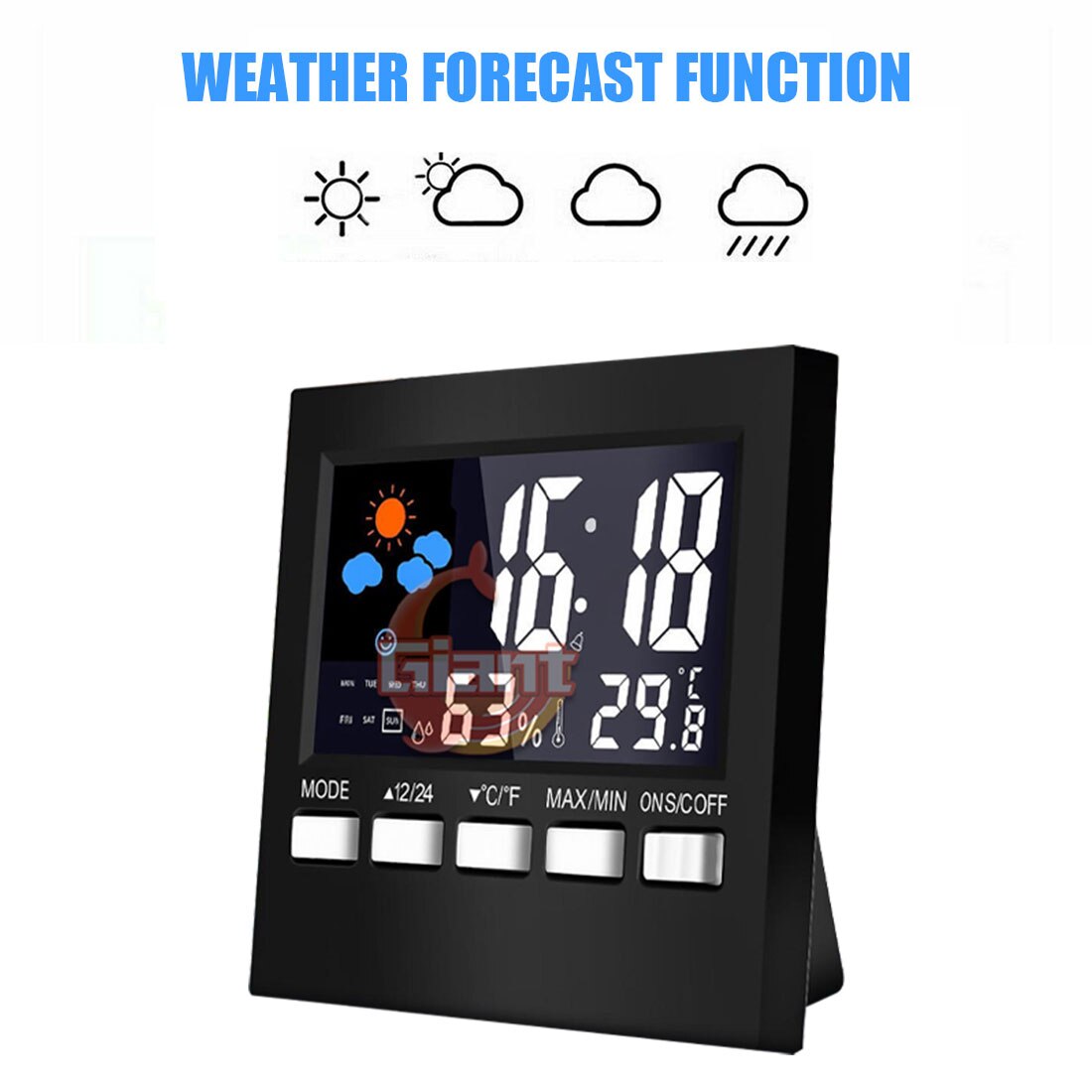Weather Clock Color Screen Digital Display Thermometer humidity clock Colorful LCD Alarm Calendar Weather Pop