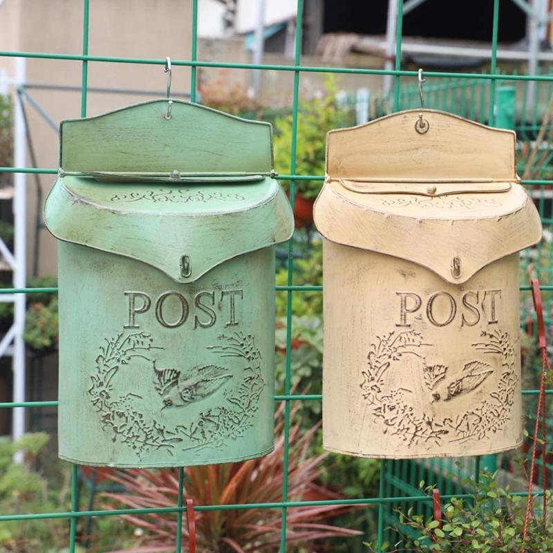 European style iron retro mailbox, sealed suggestion box, newspaper mailbox, Wedding Garden Decoration home mailbox post box