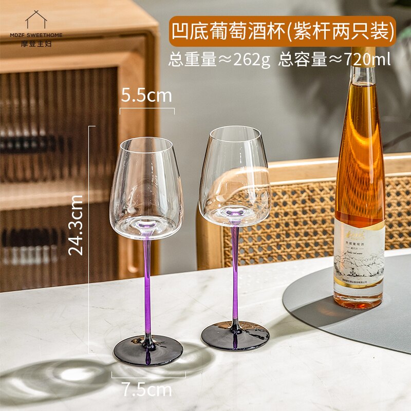 Copas de vino de cristal de alta gama, copa de champán, whisky, cerveza, vasos para beber, boda, Boba, Bar, , hogar: purple 2 pcs 360ml