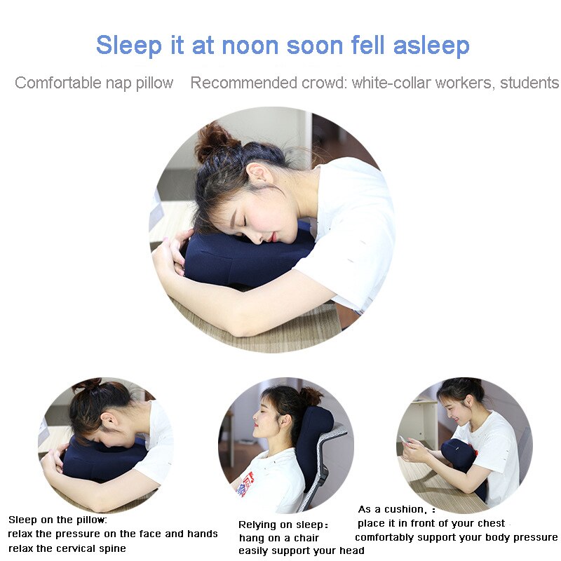 Memory Foam Nap Pillow Office Noon Sleeping Pillow School Table Desk Pillow Breathable With Hole for Face Down Sleeper HM005