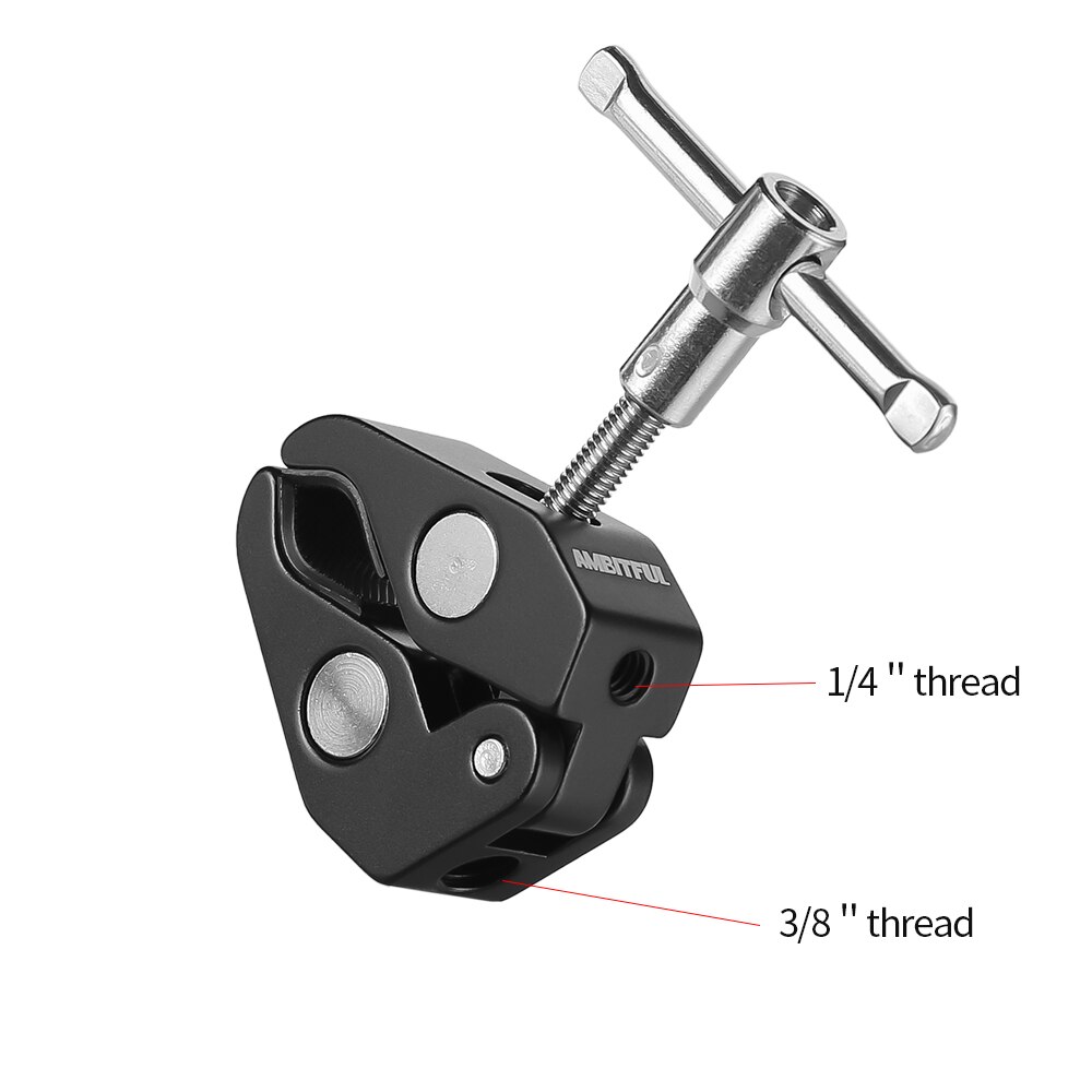 AMBITFUL-brazo articulado mágico para estudio, pinza para garra de cangrejo, pinzas, soporte de Clip para Flash, luz LED, trípode, monopié