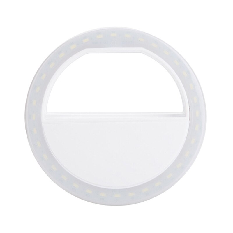 Led Draagbare Licht Nacht Telefoon Flash Light Led Camera Clip-On Mobiele Telefoon Selfie Ring Light Video Usb Opladen voor Alle Telefoon: WHITE