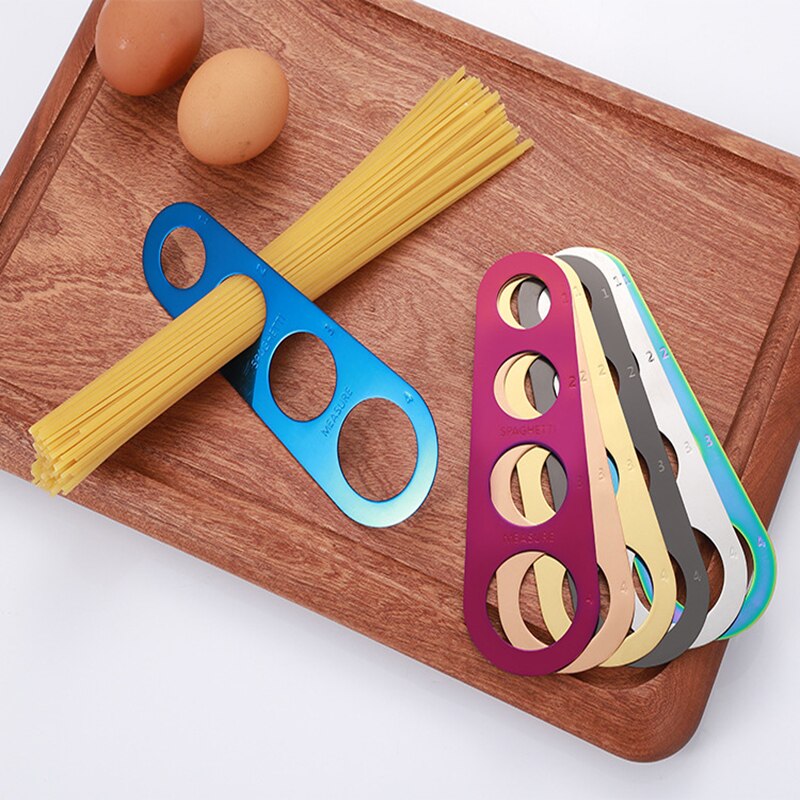1Pcs Stainless Steel Easy Clearing Pasta Ruler Measuring Tool 4 Hole Spaghetti Measurer Cooking Supplies Control Tools