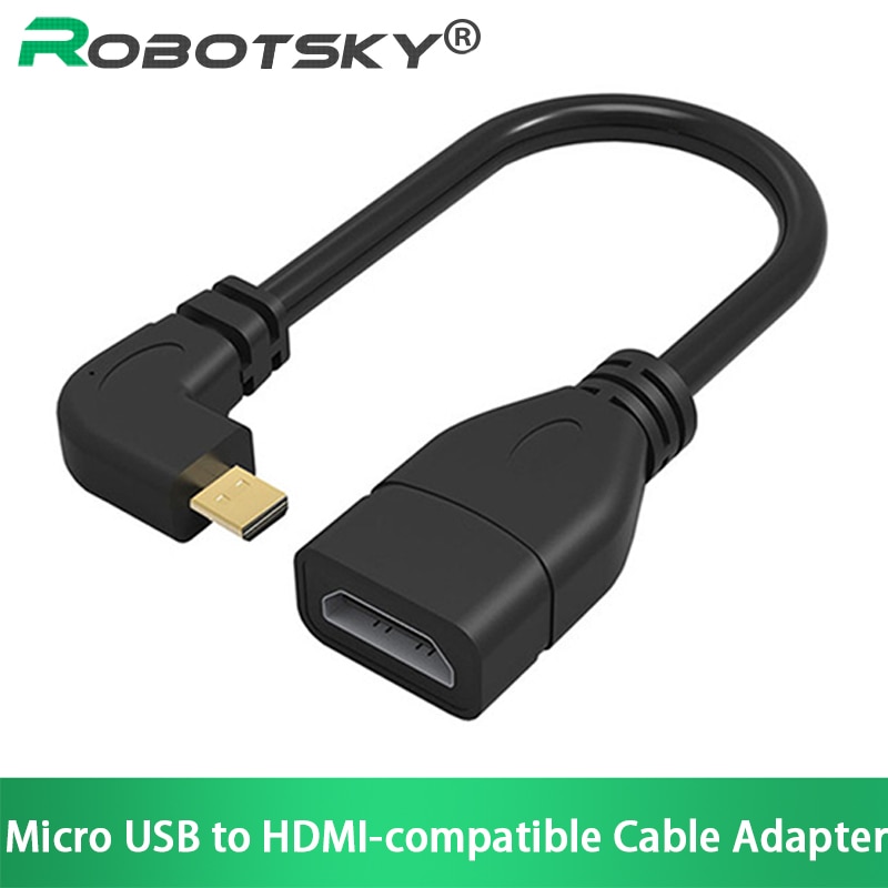 Micro Hdmi-Compatibel Male Naar Hdmi-Compatibel Vrouwelijke Adapter Kabel Links Hoek 90 Graden Hdmi Converter Code Voor hdtv Projector