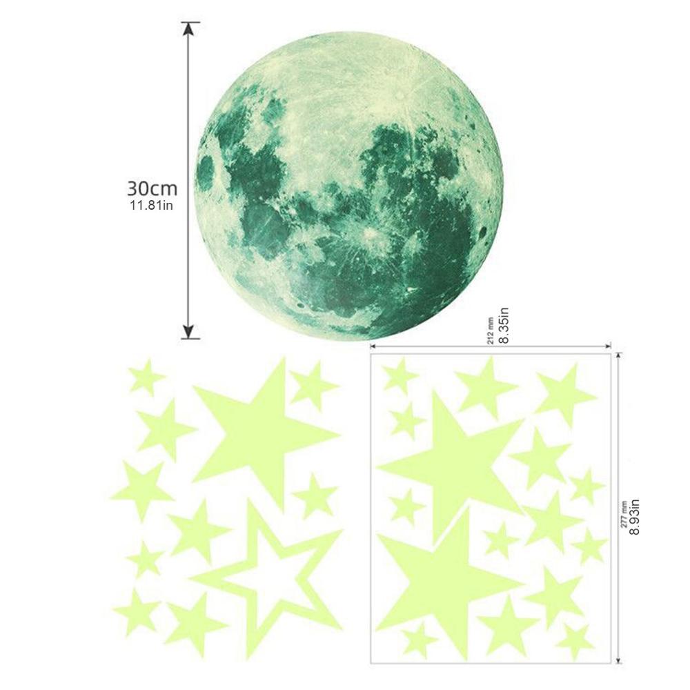 Lysende måne og stjerner væg klistermærker til børneværelset baby børnehave boligindretning vægoverføringsbilleder glød i det mørke soveværelse loft