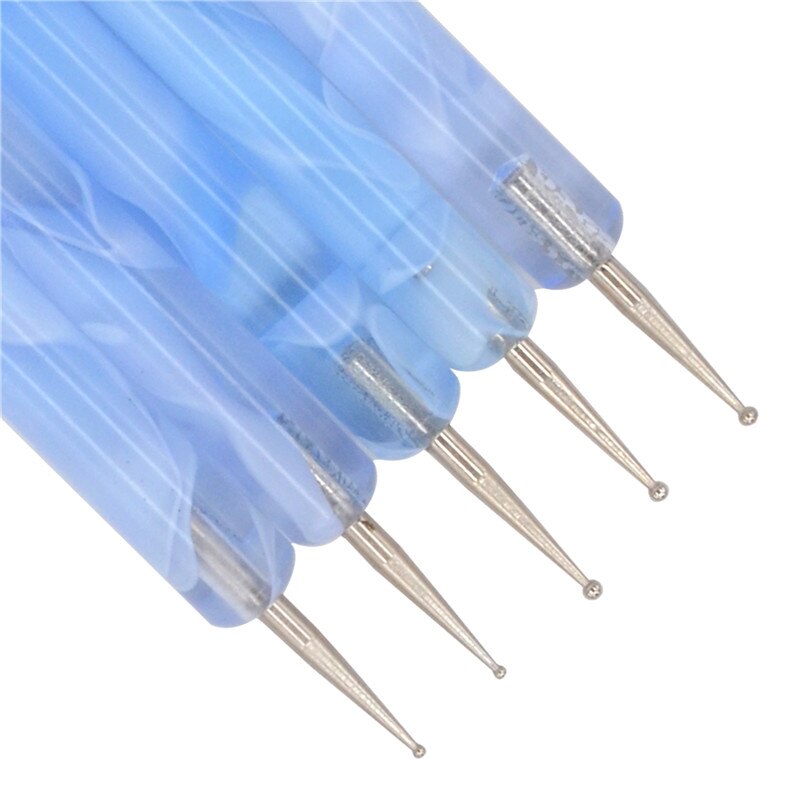 5Pcs 2 Way Dotting Pen Blue Painting Pens Nail Art Dot Tools Nails Care Beauty Manicure Set Wax Pencil Art Tools Dotting Tool