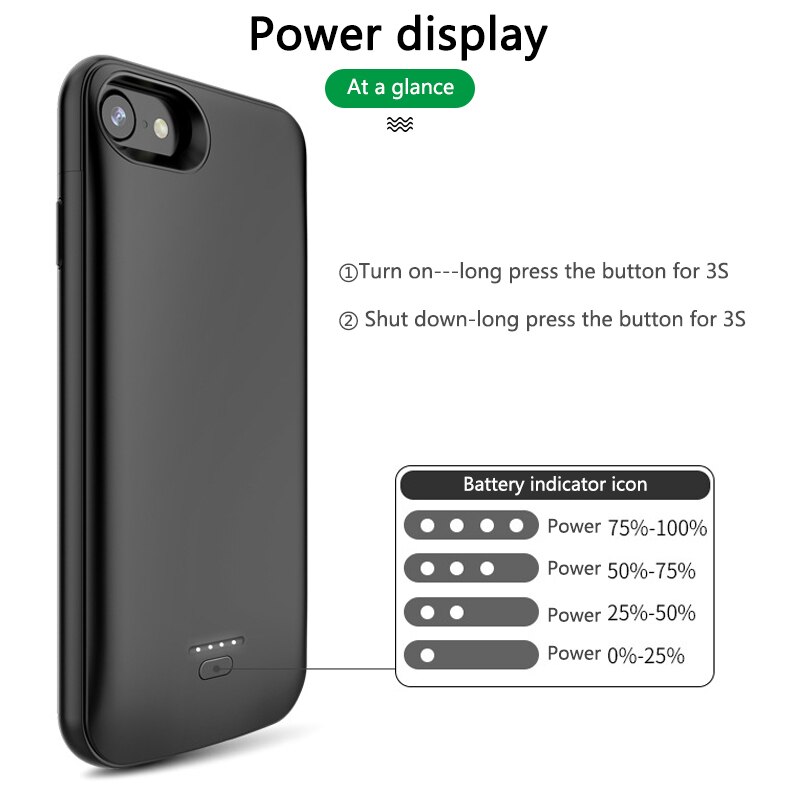 Funda de batería de 4000mAh para iPhone SE2 , carcasa de carga de batería portátil, ultrafina