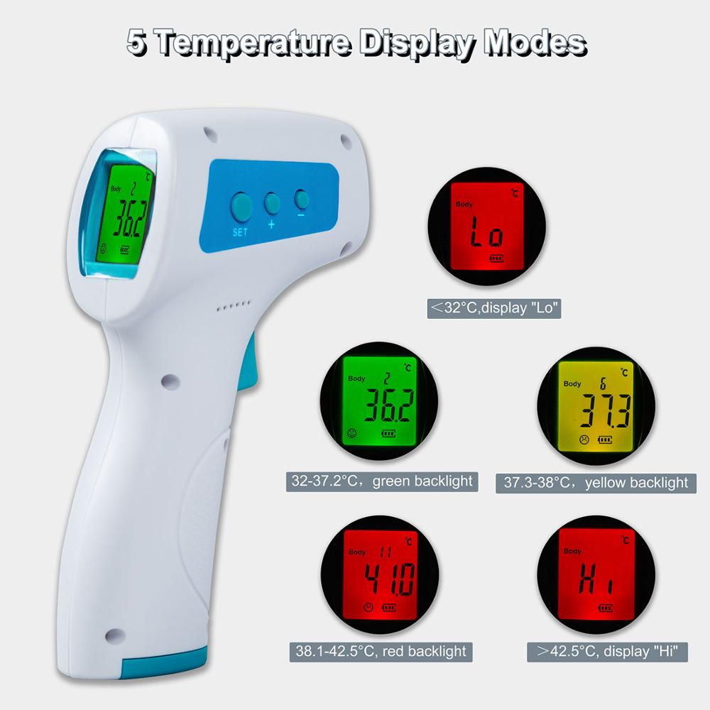 Non-contact Infrafred Thermometer Voorhoofd 0.5S Snel Lezen Pieptoon Alarm Lcd Display 2-Kleur Backlight Voor Body en Oppervlak: Violet