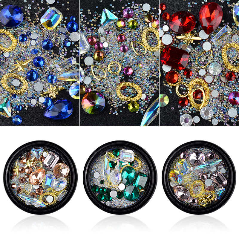 1 Box Mixed Kleurrijke Steentjes Acryl Parel Nagels 3D Sieraden Crystal Stones Voor Nail Art Decoraties Manicure Diamanten