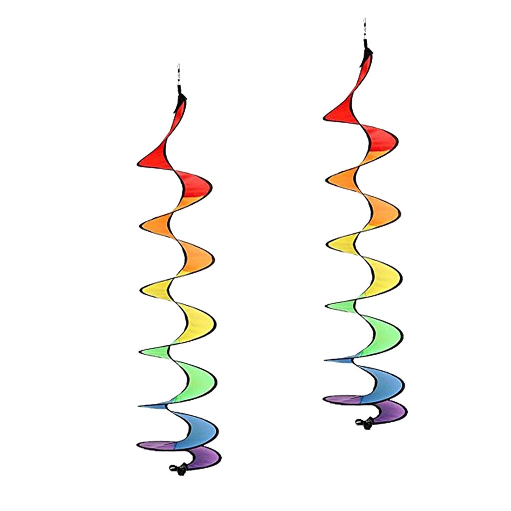 2Pcs Rainbow Spiral Windmill Wind Wheel Windsocks for Camp Tent Lawn Home Garden Ornaments Outdoor Whirligig Toy 55''
