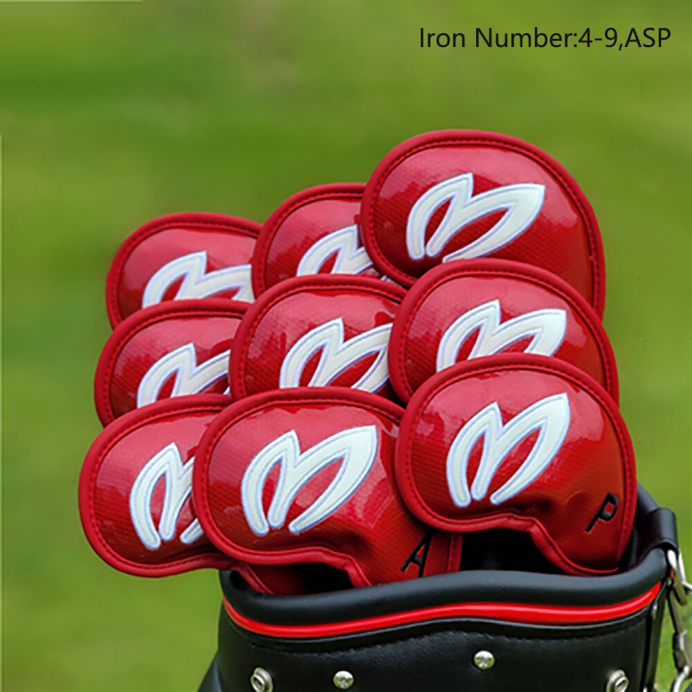 Golf Woods Headcovers Covers For Driver Fairway Hybrid 135H Clubs Set Heads PU Leather Unisex Protector Golf Accessories: Iron Red