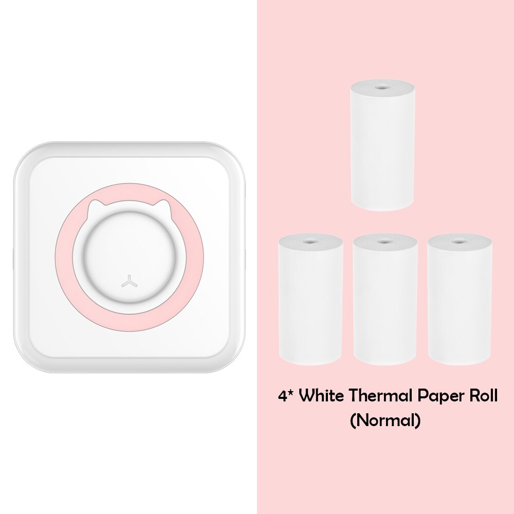 C15 Pocket Thermal Printer Portable Mini Wireless BT Connect 200dpi Photo Label Memo Wrong Question Printing: Pink B