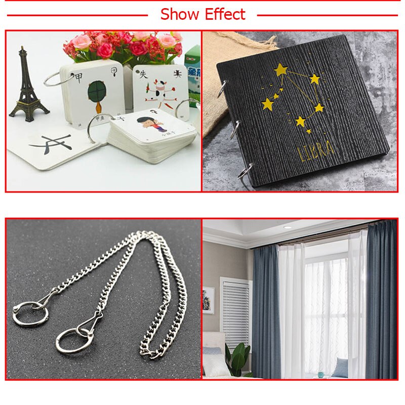 10Pcs Metal Loose Leaf Rings 20 - 80mm DIY Notebook Binder Book Hoops Photo Album Ring Scrapbook Binders Office Binding Ring