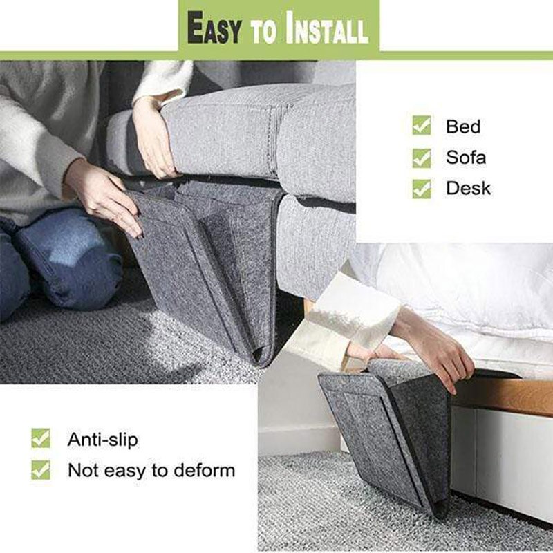 Sofa Bedside Felt Storage Bag Bed Sofa Side Pouch Remote Control Hanging Caddy Bedside Couch Storage Organizer Bed Holder Pocket