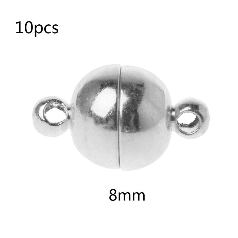 10 Pcs Rvs Ball Vorm Magnetische Sluiting Converter Voor Sieraden Maken Goud Zilver Wit: W-8