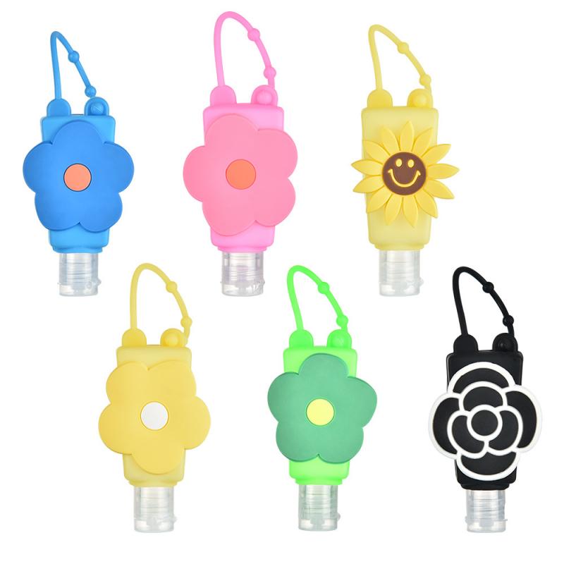 6pcs cartoon silicone portable bottle cute cartoon images decoration bag decoration lovely and practical: 02 6pcs