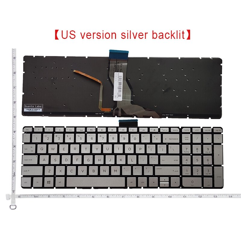 English US Backlight Laptop Keyboard For HP Pavilion 15-BC 17-W M6-W TPN-Q159 TPN-C122 TPN-Q172 15-AB295TX 15-AB297TX 15-AU: Silver Backlight