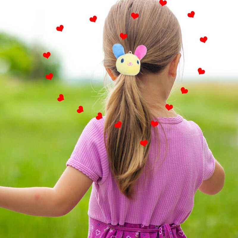 Coletero grande de dibujos animados en 3D para mujer y niña, juguete de felpa de animales, junta de bambú, banda de goma, soporte decorativo para fotos