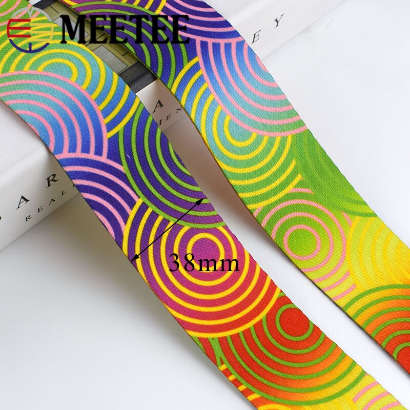 Meetee 5/10M 38Mm Gedrukt Etnische Jacquard Singels Zakken Riem Riem Lint Diy Textiel Kleding Riem decor Naaien Accessoire