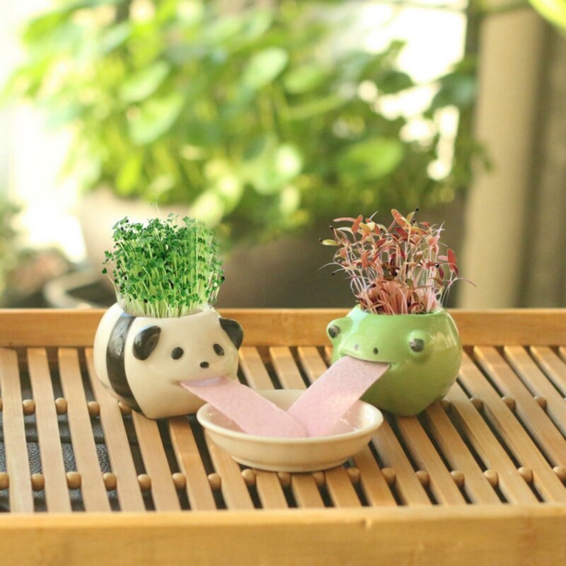 Automatische Watering Bloempot Tong Leuke Dier Bloempot Keramische Indoor Bureau Bloempot-Panda Home Decoratie