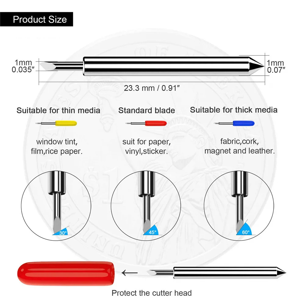 Lames de remplacement pour outils électriques, 30/45/60 degrés, pour traceur, Roland Cricut