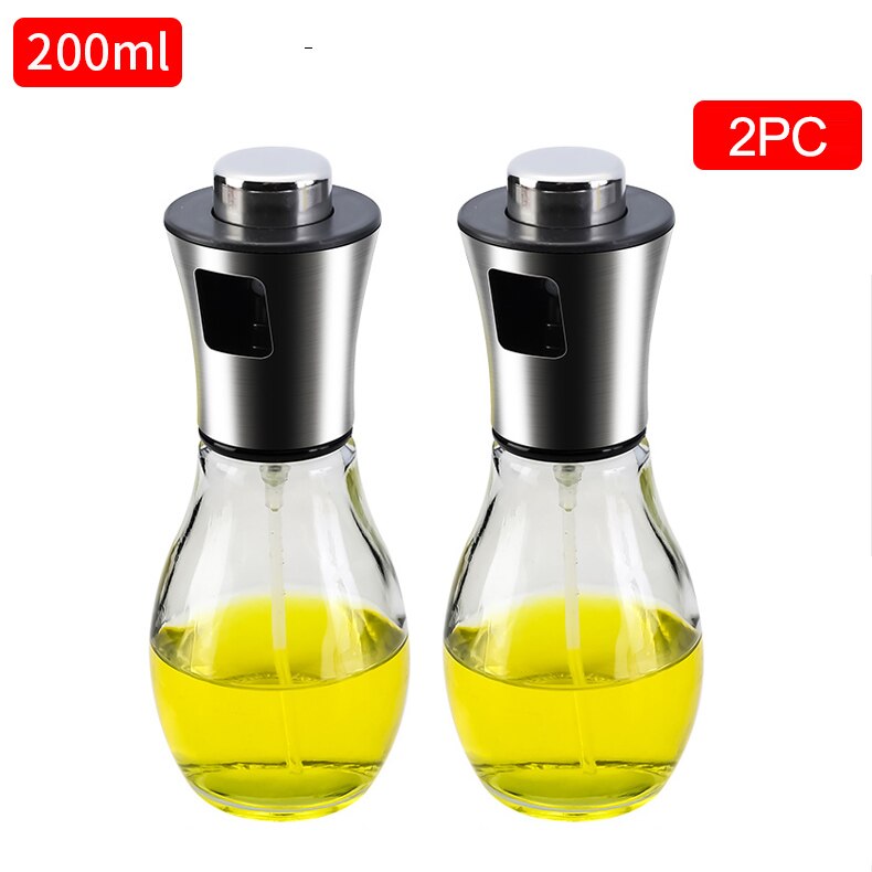IWELAI Kitchen Baking Oil Chef Motor Oil Spray Empty Bottle Dispenser Cooking Tool Salad Barbecue Cooking Glass Oil Sprayer: 200ML 2PC