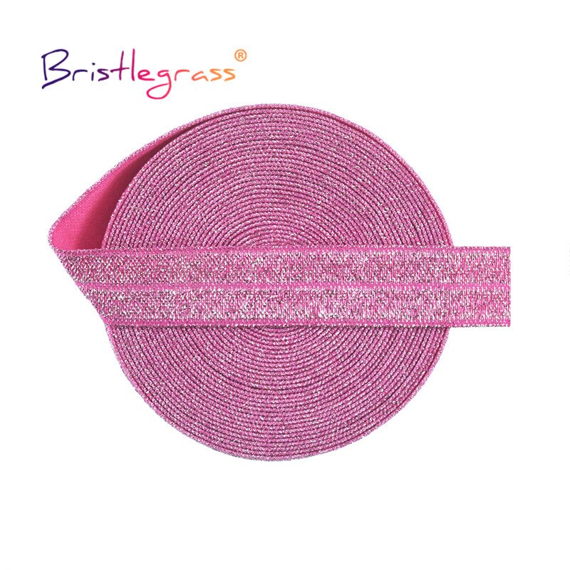 Bristlegrass Combo 13 Yard 5/8 &quot;15Mm Zilveren Glitter Vouw Over Elastiek Foe Spandex Band Tape Hair Tie Hoofdband jurk Naaien Trim