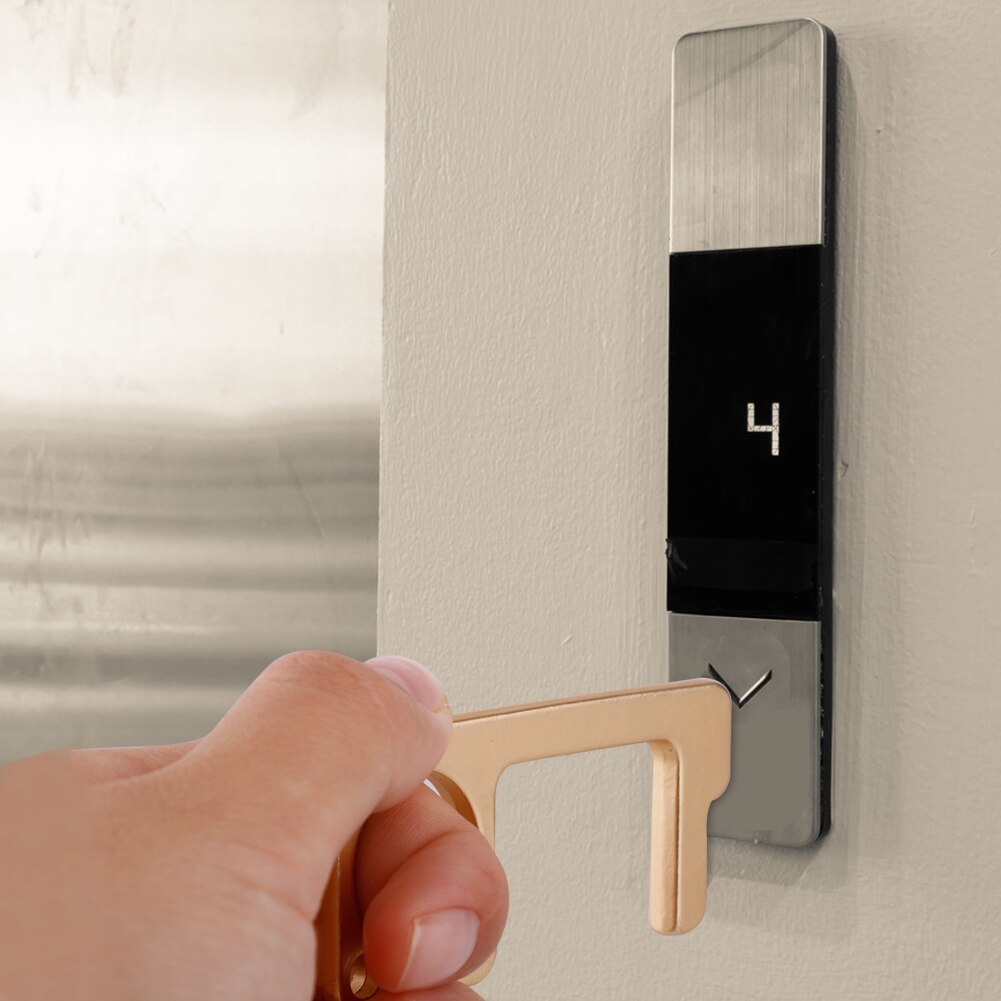 Antimicrobial Alloy EDC Door Opener Portable Press Elevator Tool Door Handle Key
