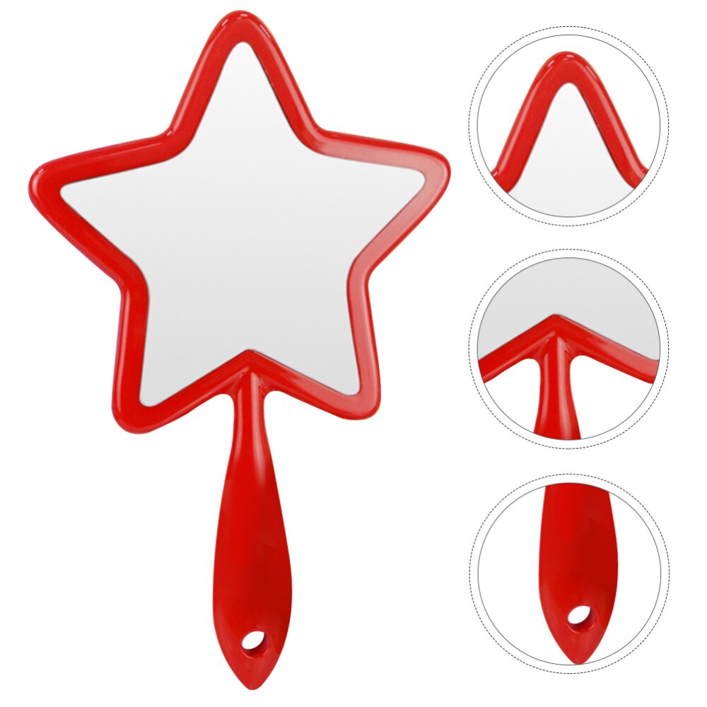 1Pc Five-pointed Star Handle Mirror Woman Handle Makeup Mirror Handhold Mirror