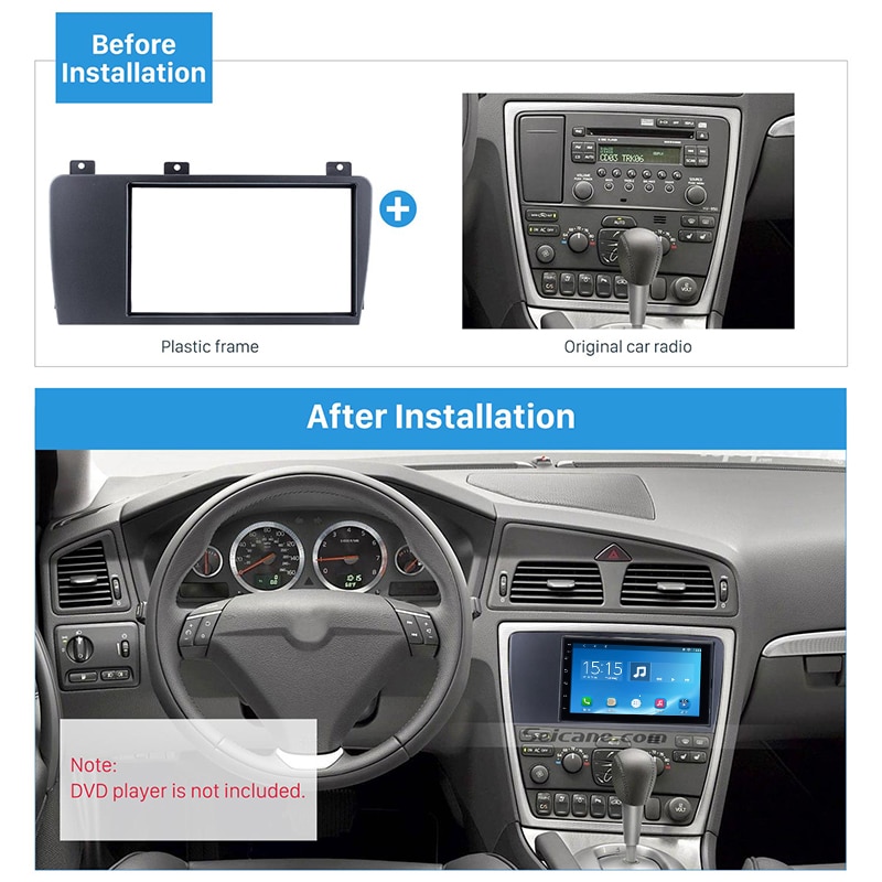 Seicane double din autoradion kotelokehys 2004 2005 2006 2007 volvo  xc70 v70 s60 -asennustarvikkeiden kojelaudan paneelisarja