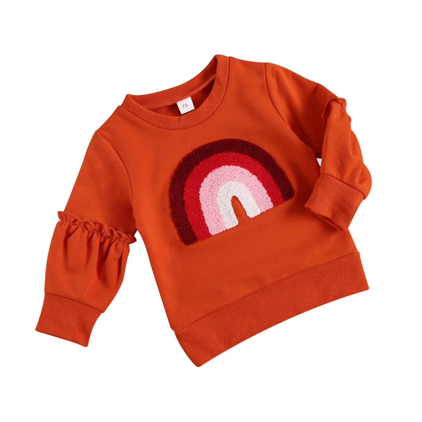 Regenbogen freundlicher zur Seite fahren Sweatshirt Herbst Kleinkind Baby Mädchen Jungen Sweatshirts Kleidung Rundhals Spitzen: Kaffee / 6m