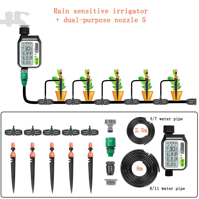 Rainwater Induction Large LCD Screen Automatic Watering Device Garden Balcony Irrigation System Intelligent Sprinkler Controller