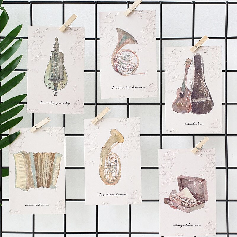 30 Stks/set Creatieve Viool Muziekinstrumenten Postkaart/Wenskaart/Boodschap Kaart/Kerst En Nieuwjaar