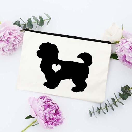 Fun Liefde Hond Afdrukken Cosmetische Zakken Make Pouch Canvas Herbruikbare Purse Beauty Bag Organizer Toilettas Tassen Eco Wassen Pouch: W04326-TBWH-D