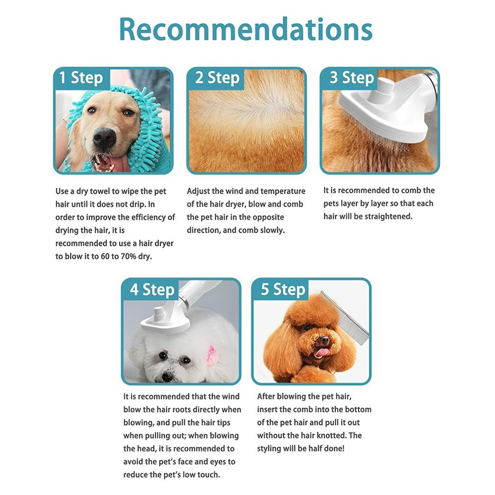 2-In-1 Portable Pet Dog Dryer Dog Hair Dryer And Comb Brush Pet Grooming dryer Cat Hair Comb Dog Fur Blower Low Noise Temprature