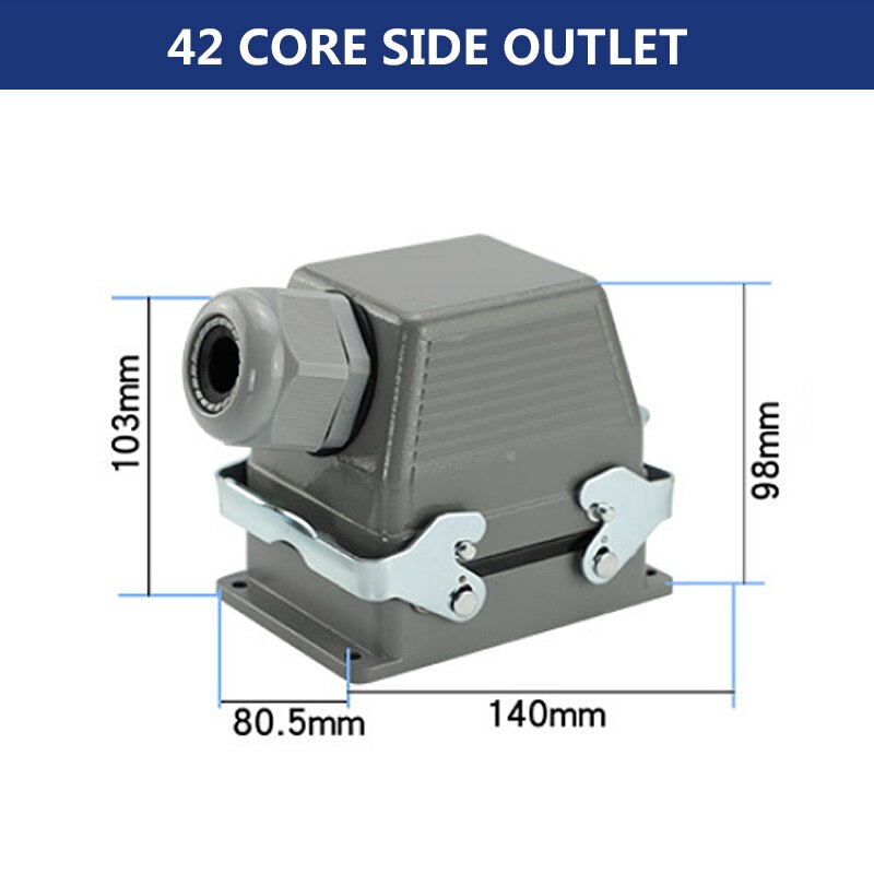 Rectangular Heavy Duty Connectors HDC HE 4 6 8 10 16 20 24 32 48 Core Pin 16A Waterproof Aviation Plug Top Side Line Connector: 48 core lateral line