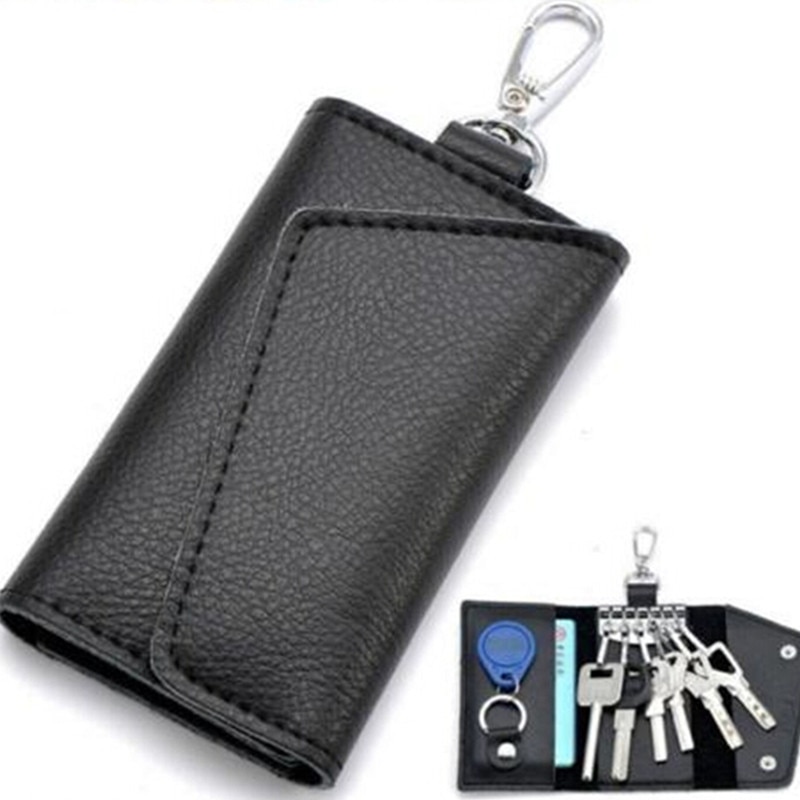 Genuine Leather Keychain Men Women Key Holder Organizer Pouch Cow Split Car Key Wallet Housekeeper Key Case Mini Card Bag